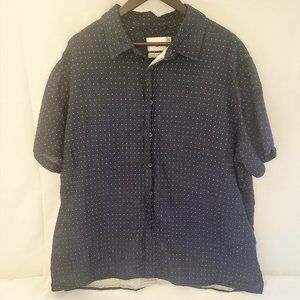 Goodfellow Short Sleeve Button-Down Shirt Navy Blue w/ White Accents XXL